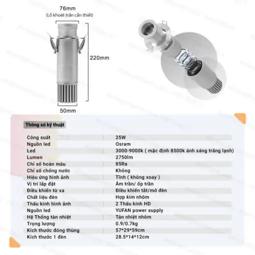 den chieu logo am tran 25w 2