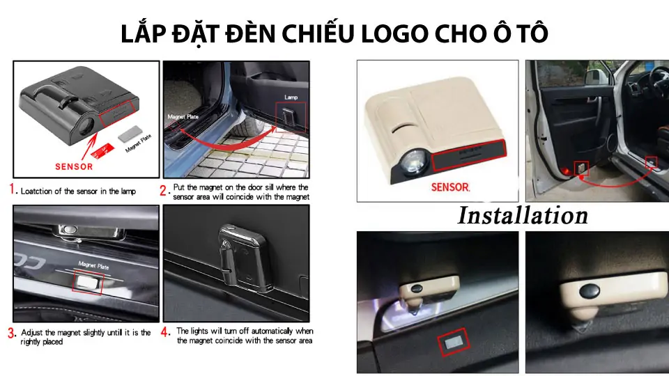 Lắp đặt đèn chiếu logo cho ô tô