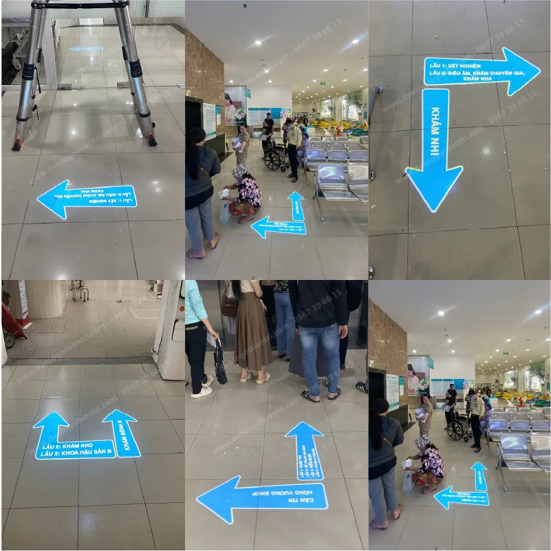 Đèn chiếu chỉ dẫn bệnh viện xuống sàn, tường 20 Gobo Lang Kinh Den Chieu Logo Am Tran