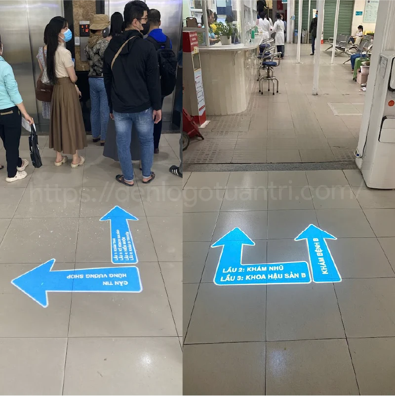 Đèn chiếu chỉ dẫn bệnh viện xuống sàn, tường 15 Hinh Anh Den Am Tran Hat Logo